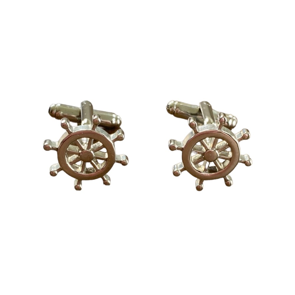 Mens Yacht Sailing Sailboat Helm / Steering Wheel Cufflinks